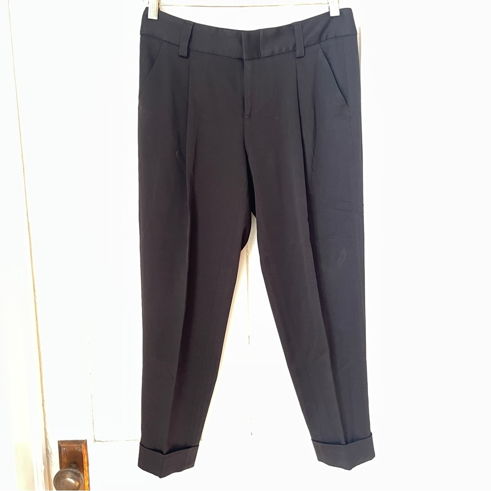 Alice + Olivia Black Cropped Cuffed Pants SZ 4
